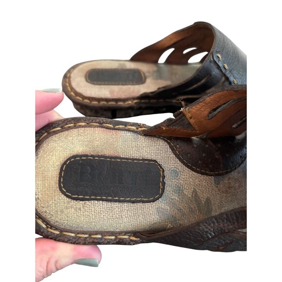 Born Laramie Full Grain Leather Dark Brown Slide Sandals Womens - Picture 5 of 10